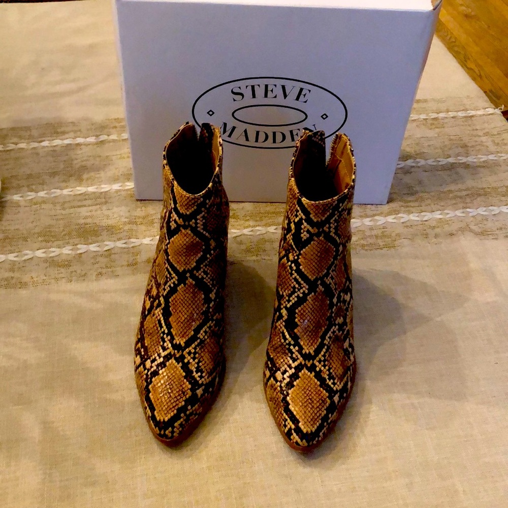 Julianne tan snake leather booties